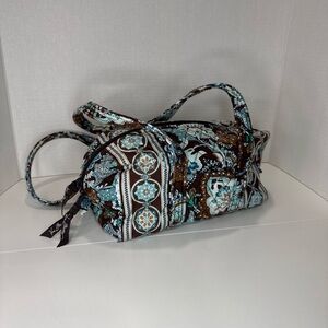 Vera Bradley Brown and Blue Patterned Cosmetic Bag